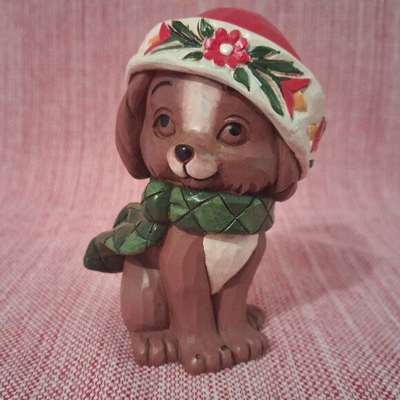 Jim Shore Heartwood Creek Mini #6004296 CHRISTMAS PUPPY IN HAT Scarf - Picture 1 of 7